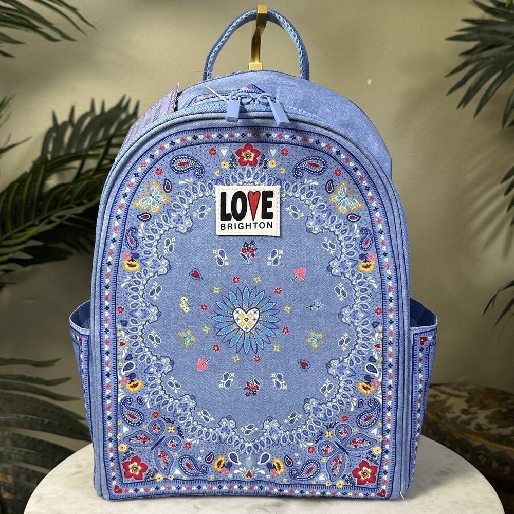 Brighton New w tags Backpack Bandana Love Backpack Canvas Straps zip Hippie Boho